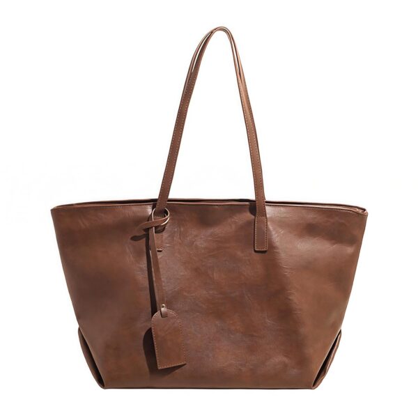 Women Large PU Leather Tote Shoulder Handbag, Travel Capacity Purse